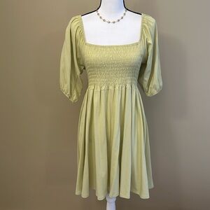 JCrew smocked dress with puff sleeve